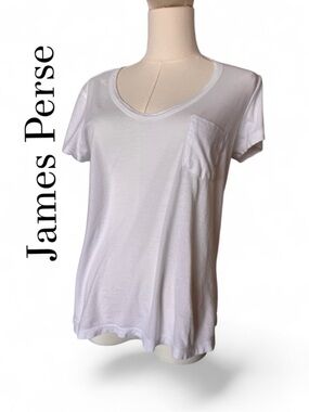 James Perse White Short Sleeve Tee Shirt Size 2 (medium)